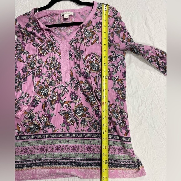 Vintage America pink floral peasant shirt with tassels women’s size M - Picture 11 of 14